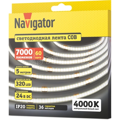 Лента светодиодная 95 316 NLS-СОВW320-12-IP20-24V (уп.5м) Navigator 95316 изображение, фото