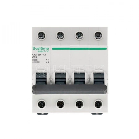 Выключатель автоматический модульный 4п C 25А 4.5кА City9 Set 400В Systeme Electric C9F34425 изображение, фото
