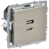 Розетка СП BRITE РЮ11-2-БрШ USB A+C 45Вт высокоскор. заряд. шампань IEK BR-U22-045-K37 изображение, фото