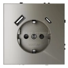 Розетка 1-м СП S70 16А с USB A+С с заземл. защ. шторки механизм шелк Voltum VLS040504 изображение, фото