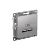 Розетка USB AtlasDesign тип A+A 5В 1х2.1А 2х1.05А механизм алюм. Systeme Electric ATN000333 изображение, фото