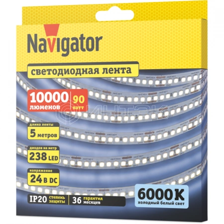 Лента светодиодная 95 299 NLS-2835CW240-18-IP20-24V (уп.5м) Navigator 95299 изображение, фото