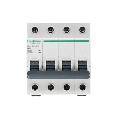 Выключатель автоматический модульный 4п B 63А 4.5кА City9 Set 400В Systeme Electric C9F14463 изображение, фото