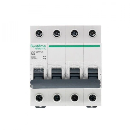 Выключатель автоматический модульный 4п B 63А 4.5кА City9 Set 400В Systeme Electric C9F14463 изображение, фото