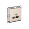 Розетка USB AtlasDesign тип C 65Вт QC PD высокоскор. ЗУ механизм беж. Systeme Electric ATN000227 изображение, фото