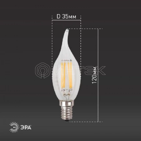Лампа светодиодная филаментная F-LED BXS-11W-840-E14 BXS 11Вт свеча на ветру 4000К нейтр. бел. E14 Эра Б0047002 изображение, фото