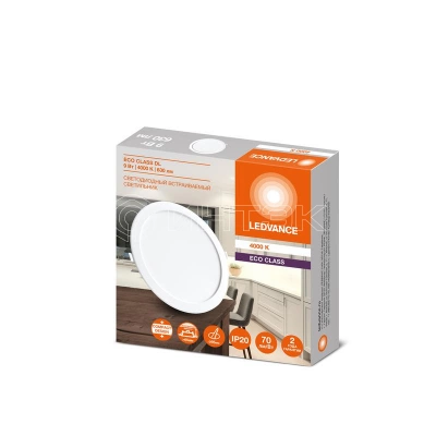 Светильник светодиодный Downlight DL 840 9Вт 4000К IP20 630лм ДВО встраив. даунлайт круглый бел. LEDVANCE 4607194235490 изображение, фото