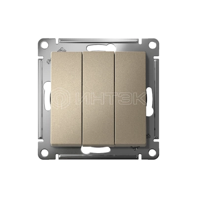 Выключатель 3-кл. СП AtlasDesign 10А IP20 (сх. 1+1+1) 10AX механизм шампань Systeme Electric ATN000531 изображение, фото