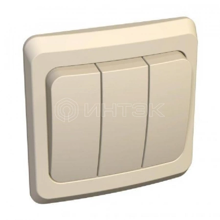 Выключатель 3-кл. СП Этюд 10А IP20 крем. Systeme Electric BC10-003K изображение, фото