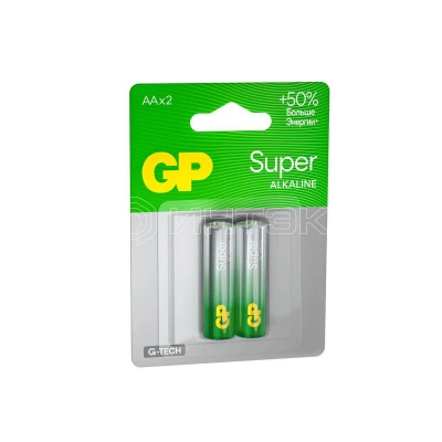 Элемент питания алкалиновый AA/LR6 1.5В Super Alkaline G-Tech 15AA21-2CRSBC2 20/160 (блист.2шт) GP 1223 изображение, фото