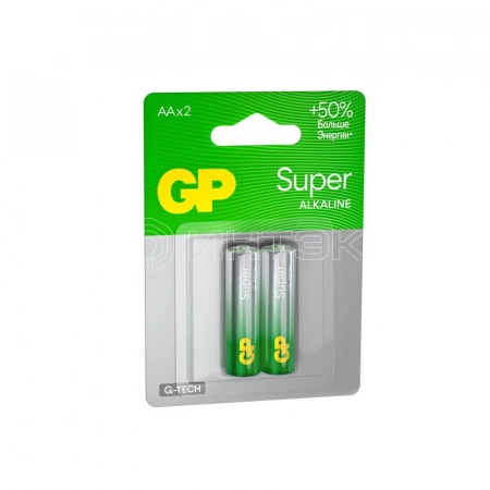 Элемент питания алкалиновый AA/LR6 1.5В Super Alkaline G-Tech 15AA21-2CRSBC2 20/160 (блист.2шт) GP 1223 изображение, фото