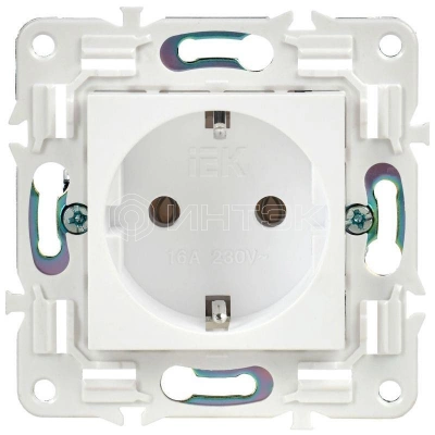 Розетка SKANDY 16А с заземл. без защ. шторок SK-R05W арктич. бел. IEK SK-R11-16-K01 изображение, фото