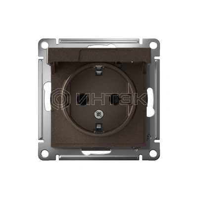 Розетка 1-м СП AtlasDesign 16А IP20 с заземл. защ. шторки с крышкой механизм мокко Systeme Electric ATN000646 изображение, фото