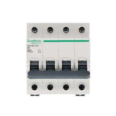 Выключатель автоматический модульный 4п C 6А 4.5кА City9 Set 400В Systeme Electric C9F34406 изображение, фото