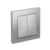 Выключатель 2-кл. СП AtlasDesign 10А IP20 (сх. 5) 10AX в сборе алюм. Systeme Electric ATN000352 изображение, фото