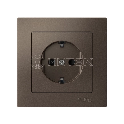 Розетка AtlasDesign 16А с заземл. защ. шторки быстрозажим. клем. в сборе мокко Systeme Electric ATN000644S изображение, фото
