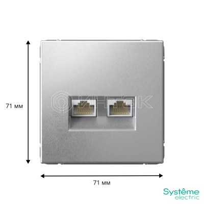 Розетка двойная компьютерная ArtGallery RJ45+RJ45 кат. 6A механизм алюм. Systeme Electric GAL000388 изображение, фото