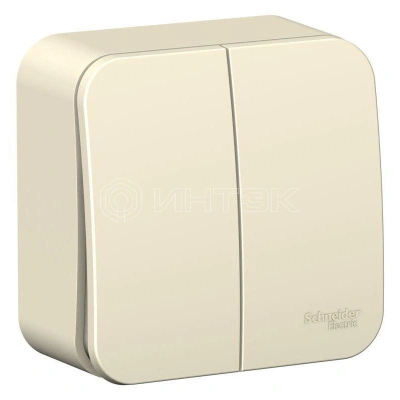 Выключатель 2-кл. ОП Blanca 6А IP20 (сх. 5) 250В с изолир. пластиной молочн. Systeme Electric BLNVA065012 изображение, фото