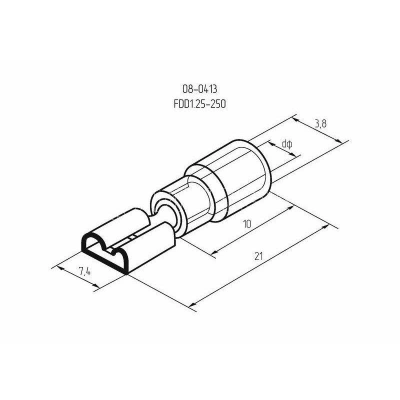 Клемма плоская изол. (гнездо) (VF 1.25-250) REXANT 08-0413 изображение, фото