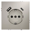 Розетка 1-м СП S70 16А с USB A+С с заземл. защ. шторки механизм кашемир Voltum VLS040503 изображение, фото