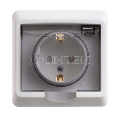 Розетка 1-м СП Этюд 16А IP44 250В с заземл. защ. шторки бел. Systeme Electric PC16-044B изображение, фото