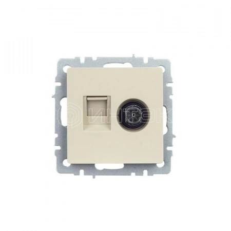 Розетка компьютерная + телевизионная 2-м Brite РТВ/РК12-БрКр RJ45 кат.5E + TV механизм беж. IEK BR-AK20-1-K10 изображение, фото