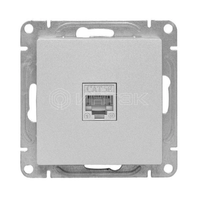 Розетка компьютерная 1-м СП Эпика RJ45 кат.5 механизм алюм. EKF UP1-SOA-RJ45-5 изображение, фото