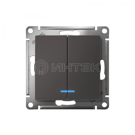 Выключатель 2-кл. AtlasDesign (сх. 5а) 10AX с подсветкой механизм базальт Systeme Electric ATN001453 изображение, фото