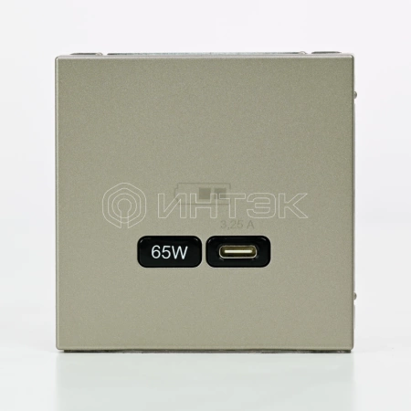 Розетка USB ArtGallery тип C 65Вт QC PD высокоскор. ЗУ механизм шампань Systeme Electric GAL000527 изображение, фото