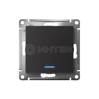 Выключатель 1-кл. СП AtlasDesign 10А IP20 (сх. 1а) 10AX с подсветкой механизм карбон Systeme Electric ATN001013 изображение, фото