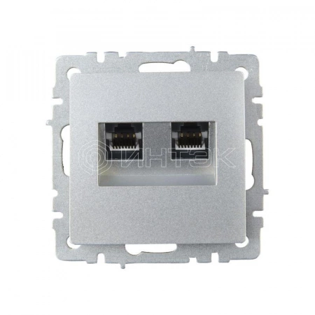 Розетка компьютерная двойн. СП RJ45 кат.5E BRITE РК10-2-БрА механизм алюм. IEK BR-K20-1-K47 изображение, фото