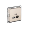 Розетка USB AtlasDesign тип A+C 45Вт QC PD высокоскор. ЗУ механизм беж. Systeme Electric ATN000229 изображение, фото
