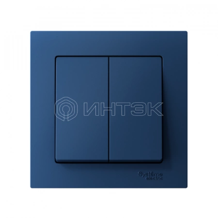 Выключатель 2-кл. AtlasDesign (сх. 5) 10AX быстрозажим. клем. в сборе аквамарин Systeme Electric ATN001152S изображение, фото