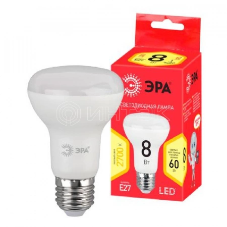 Лампа светодиодная RED LINE LED R63-8W-827-E27 R R63 8Вт рефлектор E27 тепл. бел. ЭРА Б0050701 изображение, фото