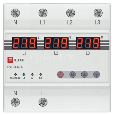 Реле выбора фаз с дисплеем RVF-3-63А PROxima EKF RVF-3-63a изображение, фото