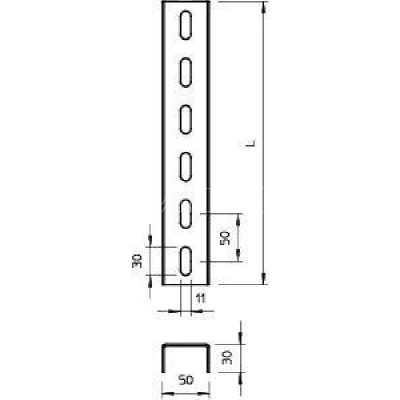 Профиль U-образный 30х50 L1000 2мм US 3 100 FS OBO 6342318 изображение, фото