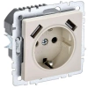 Розетка BRITE РЮш10-2-БрКр 16А с USB A+A 3.1А с заземл. защ. шторки механизм беж. IEK BR-R14-16-U21-D31-K10 изображение, фото