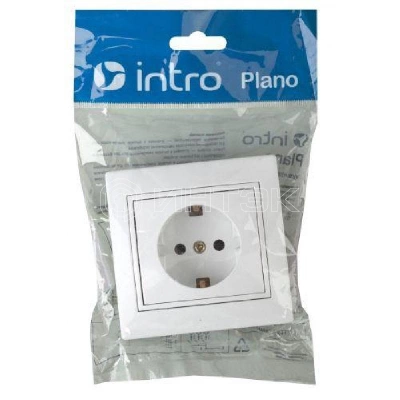 Розетка 1-м СП Plano 1-202-01 16А IP20 250В 2P+E Schuko бел. Intro Б0053874 изображение, фото