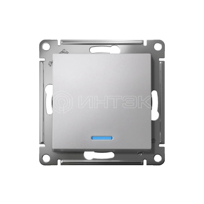 Переключатель проходной 1-кл. СП AtlasDesign 10А IP20 (сх. 6а) 10AX с подсветкой механизм алюм. Systeme Electric ATN000363 изображение, фото