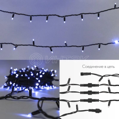 Гирлянда светодиодная "Нить" 20м 200LED син. 230В IP67 эффект мерцания провод каучук черн. соединяется нужен шнур 315-000 Neon-Night 315-173 изображение, фото
