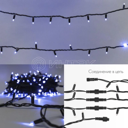 Гирлянда светодиодная "Нить" 20м 200LED син. 230В IP67 эффект мерцания провод каучук черн. соединяется нужен шнур 315-000 Neon-Night 315-173 изображение, фото