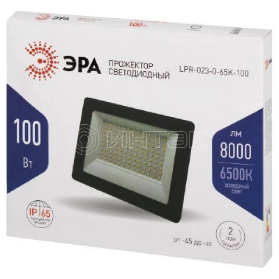 Прожектор светодиодный LPR-023-0-65K-100 100Вт 6500К 8000лм IP65 185х176х37 уличный Эра Б0052026 изображение, фото