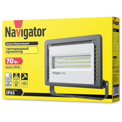 Прожектор светодиодный 14 147 NFL-01-70-4K-LED 70Вт 4000К IP65 5950лм черн. Navigator 14147 изображение, фото