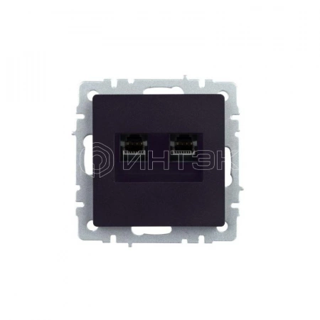 Розетка компьютерная двойн. СП RJ45 кат.5E BRITE РК10-2-БрЧ механизм черн. IEK BR-K20-1-K02 изображение, фото