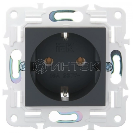 Розетка SKANDY 16А с заземл. без защ. шторок SK-R05G графит IEK SK-R11-16-K53 изображение, фото