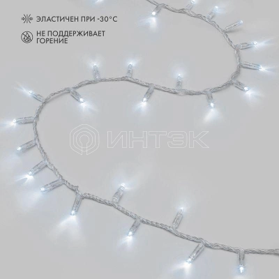 Гирлянда светодиодная "Нить" 10м 200LED бел. 24В IP65 эффект мерцания провод ПВХ прозр. соединяется нужен трансформатор 531-100/531-200 Neon-Night 305-395 изображение, фото