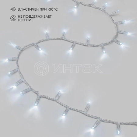 Гирлянда светодиодная "Нить" 10м 200LED бел. 24В IP65 эффект мерцания провод ПВХ прозр. соединяется нужен трансформатор 531-100/531-200 Neon-Night 305-395 изображение, фото