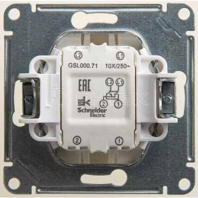 Переключатель перекрестный 1-кл. СП Glossa 10А IP20 (сх. 7) 10AX механизм перламутр. Systeme Electric GSL000671 изображение, фото