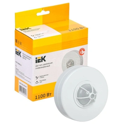Детектор движения ДД 024 1100Вт угол. обз. 120-360град. 6м IP33 бел. IEK LDD11-024-1100-001 изображение, фото