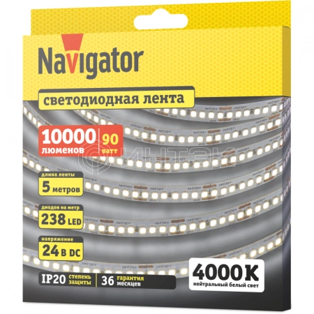 Лента светодиодная 95 304 NLS-2835W240-18-IP20-24V (уп.5м) Navigator 95304 изображение, фото